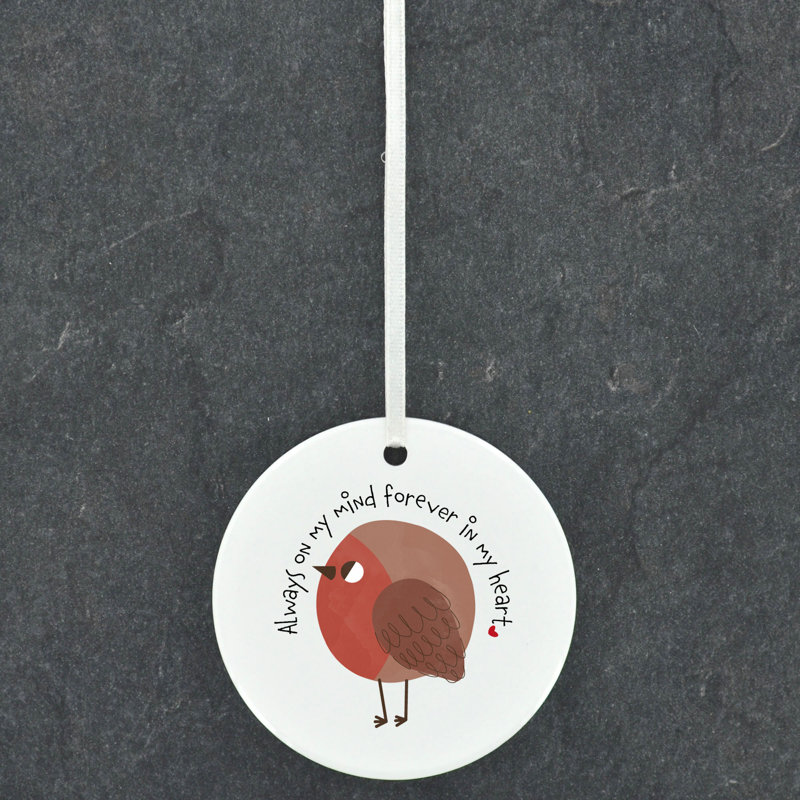 Robin Always On My Mind Circle Shaped Ceramic Ornament