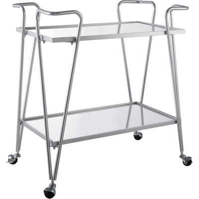 Bar Cart With Mirrored Shelves On Locking Castors