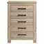 Commode 5 tiroirs en chêne vieilli