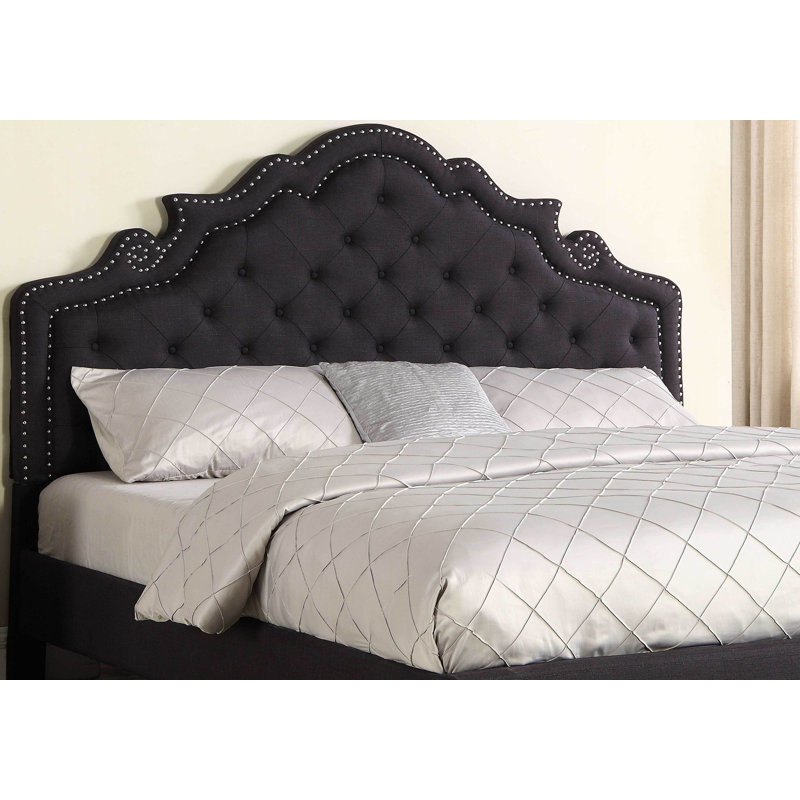 Annaline Upholstered Wingback Bed, Black, Queen