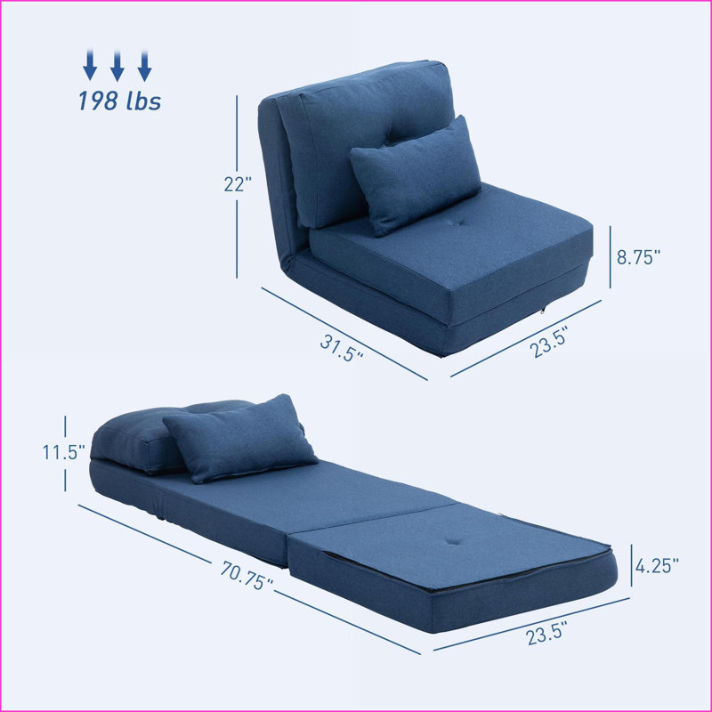 Canapé-lit convertible avec dossier réglable HOMcom Bleu foncé | Lin