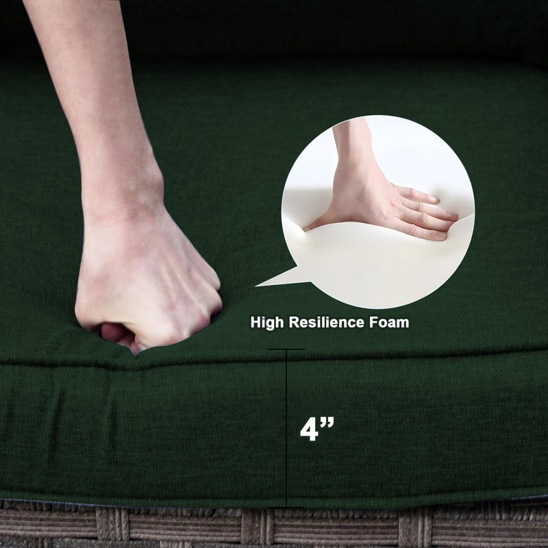 14 Pcs Replaceable Outdoor Cushions Set (set Of 6 Cushions, 6 Backrests, 2 Corner Cushions)-cushion Set Only, Dark Green