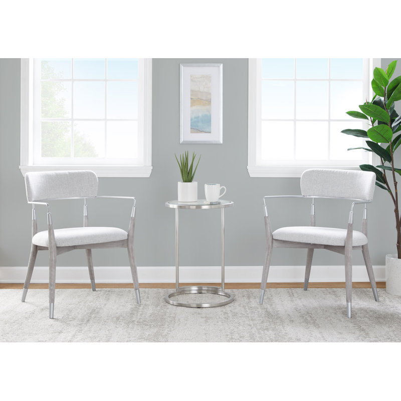 Chaise rembourrée Eatons, Gris clair, Gris/argent