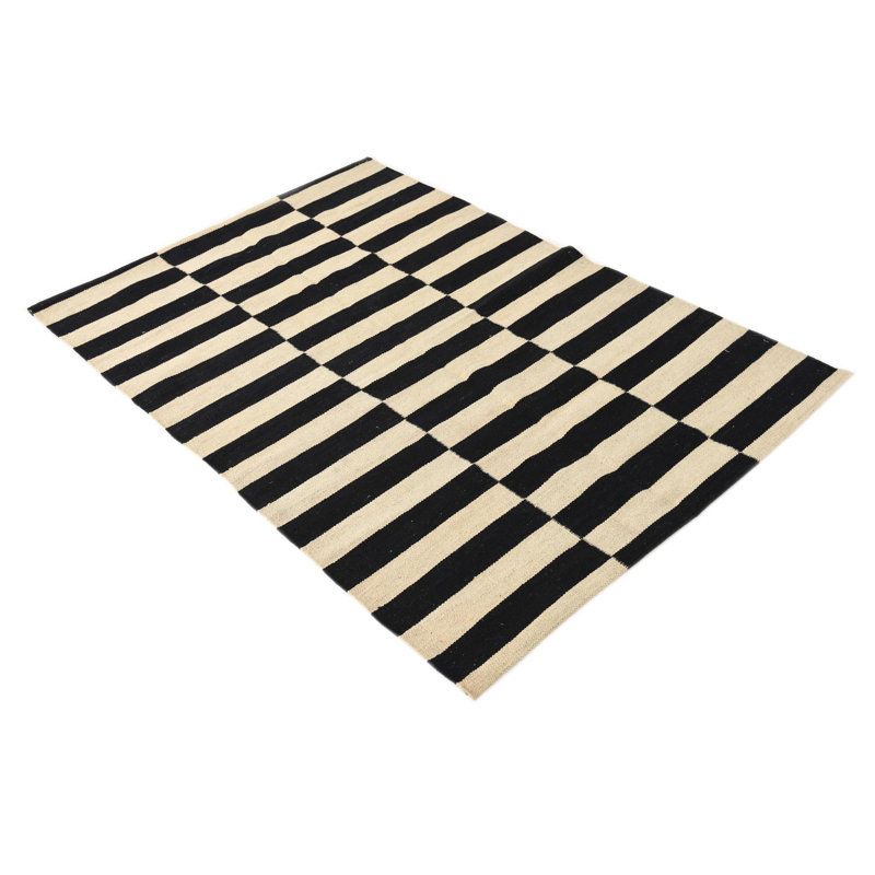 Tapis noir et blanc 3x5 Ponce