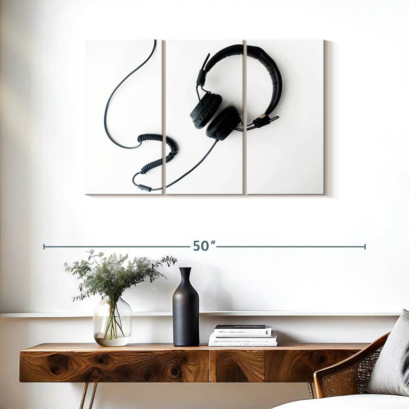 Abarca Black Wired Headphones, 24" H x 38" W