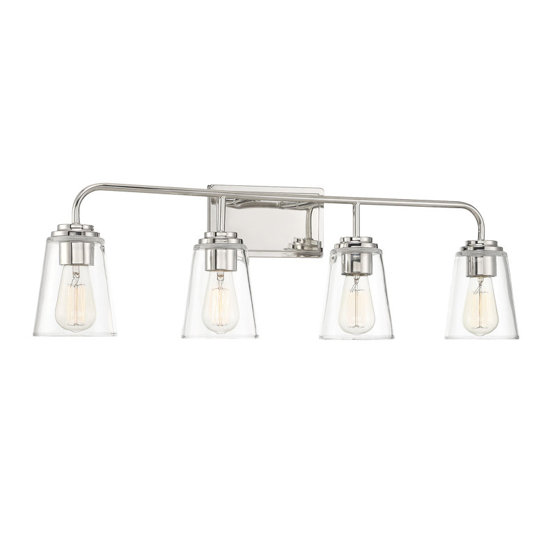 Boornazian 4-Light Dimmable Vanity Light in Polished Nickel, Polished Nickel
