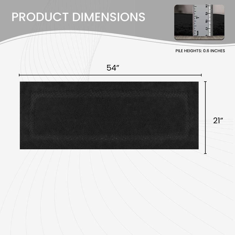 Tapis pour salle de bain Antigona, l 21 po x L 54 po, Noir