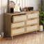 Commode en rotin 6 tiroirs, panneau de particules brun noyer | Moderne | Chambre à coucher