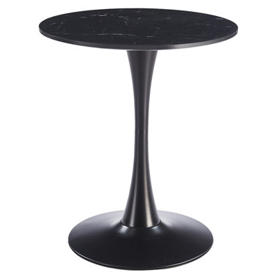 Table de salle à manger Bristol moderne avec plateau en panneau de fibres à densité moyenne et piédestal en acier inoxydable