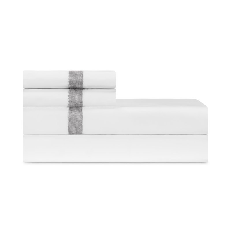Yves Sheet Set, California King Sheet Set, White/Cool Gray