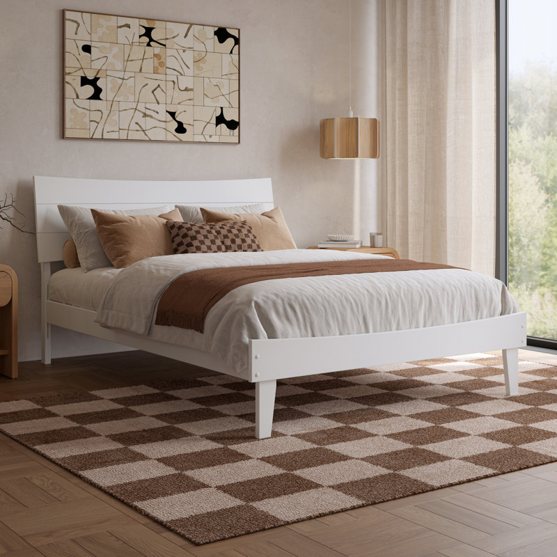 Phoenix Wood Platform Bed with Matching Footboard, White, Full