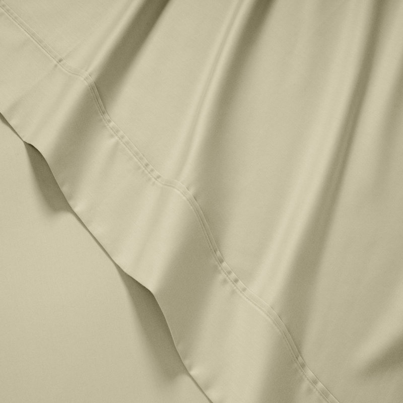 Ensemble de draps en coton 500 fils 4 pièces Kathy Ireland, Ensemble de draps pour très grand lit avec 2 taie, Beige