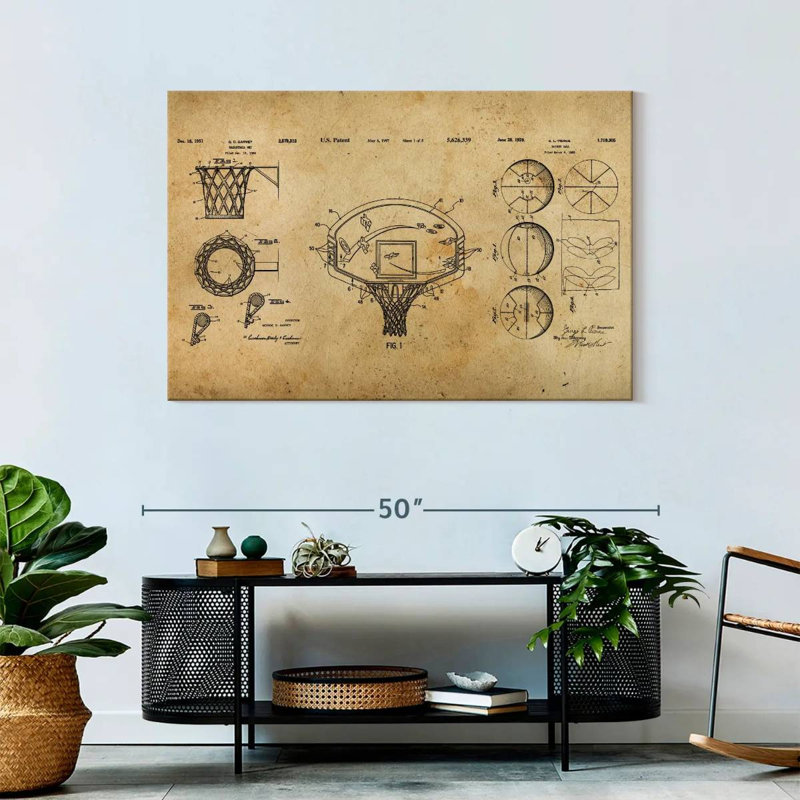 Basketball Brevet Compilation sur toile, H 30 po x l 45 po x P 1,25 po