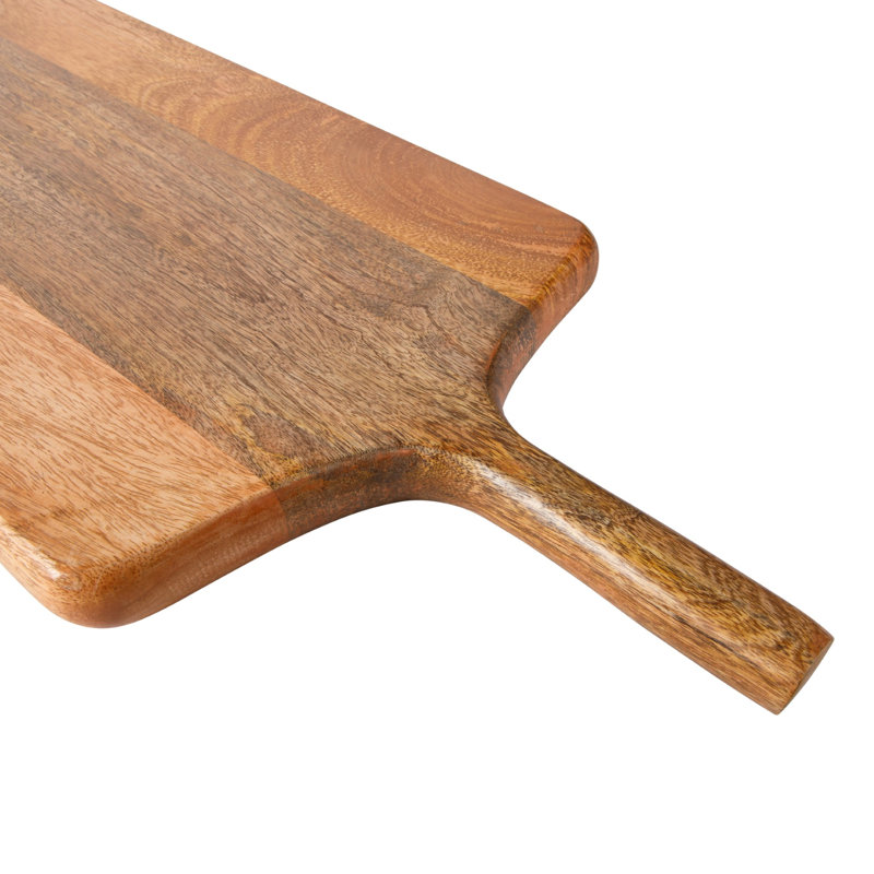 Bloomhouse Agra Mango Wood Charcuterie Board with Handle, 25.7 x 9.5 Inch Rectangular