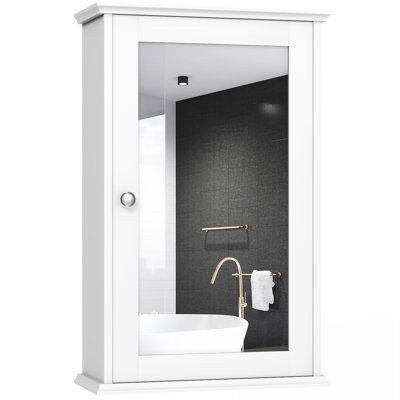 Samirah 340mm W 510mm H Wall Cabinet Frameless Medicine Cabinet Mirror Adjustable