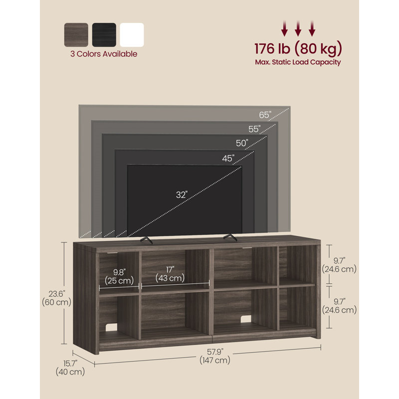 Tv Cabinet With Storage Shelves, Black