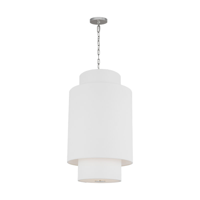 - Light Cylinder Pendant, Polished Nickel, 27.38" H x 15" W x 15" D, 1