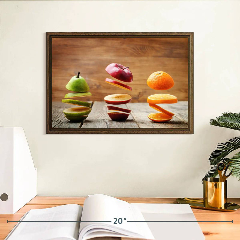 Tranches de fruits, 13 po x 9 po, Cadre flottant noyer