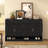 Farmhouse Sideboard With 3 Drawers & 4 Doors,59.1" Multi-Functional Storage Buffet With Adjustable Shelf And Open Storage Compartments, Suitable For Dining Room, Living Room, Entryway.-903593536