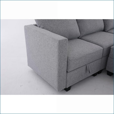 Sectional Sofas Modular Convertible U-Shaped 4-Seat with Storage &amp; Reversible Chaise Light Gray | LIGHT GREY | Standard