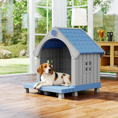 Niche pour chien d'extérieur résistante aux intempéries avec plancher surélevé et bouches d'aération pour petits et moyens chiens