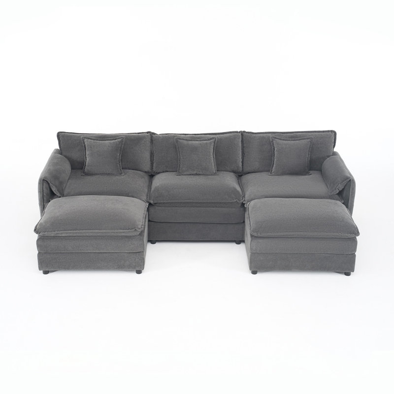 U Shaped 3-Seater Sofa (Gray)