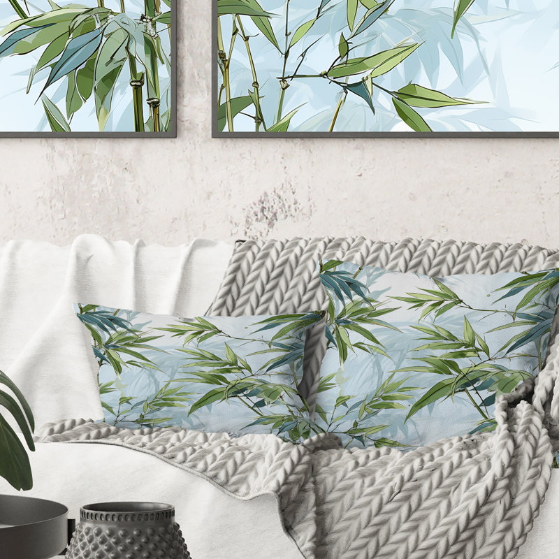 Coussin décoratif en polyester tropical Zen Bamboo III - Floral Floral, H 18 po x l 18 po