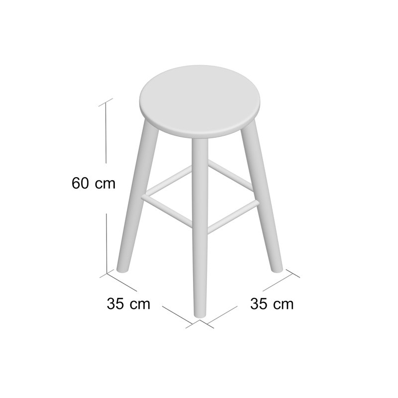 Bar Stool, Varnished beech, 60cm