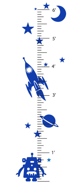 Décalcomanie murale espace robot de croissance, Bleu foncé