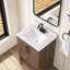 Meuble-lavabo simple Vegas de 61 cm (24 po) en noyer épicé, comptoir en pierre reconstituée blanc tourterelle, quincaillerie noire mate-136247905-136247906