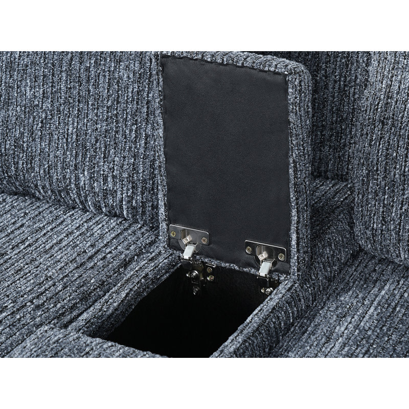 Canapé rembourré l 82 po avec méridienne convertible, Blue Chenille