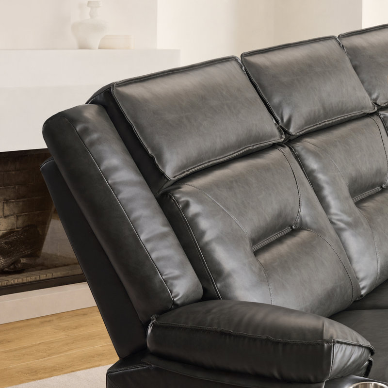 Ensemble de fauteuils inclinables manuels 2 pièces modernes avec porte-gobelets en acier inoxydable, fauteuil coulissant en cuir végétalien Gravity, noir