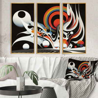 Minimalist Colorful Spheres And Waves VI - impression de 3 pièces
