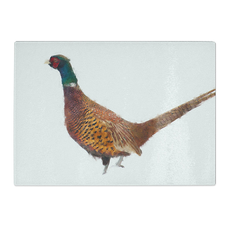 Tempered Glass Pheasant Bird in Winter Chopping Board, 28.5 cm x 39 cm