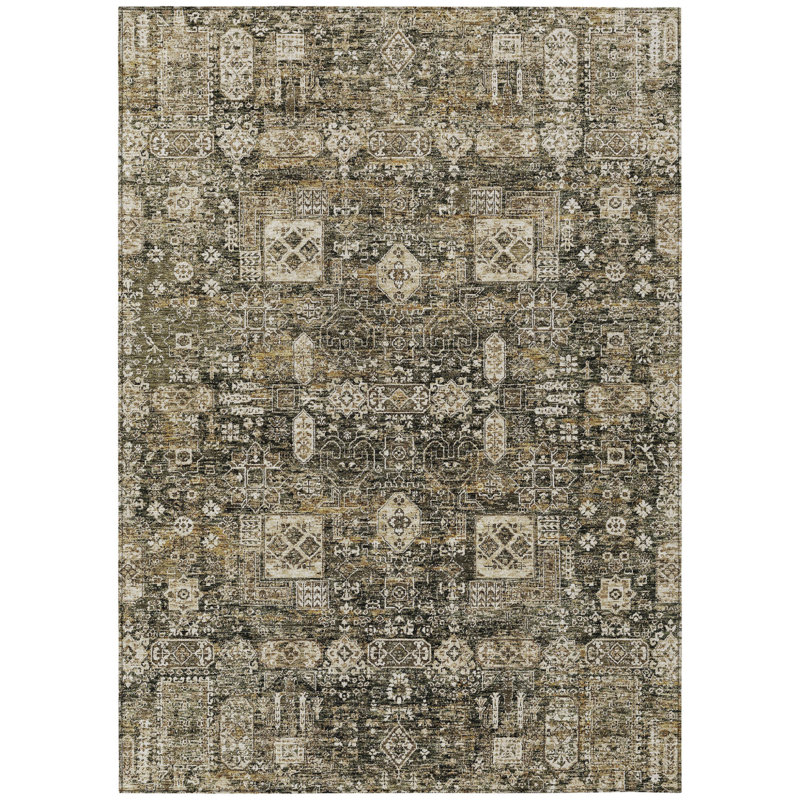 Tapis oriental lavable intérieur / extérieur 10 pi x 14 pi café