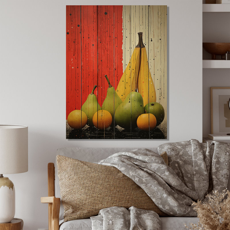 «Fruit Harvest Spectrum Différent II» sur bois, H 20 po x l 10 po x P 0,78 po