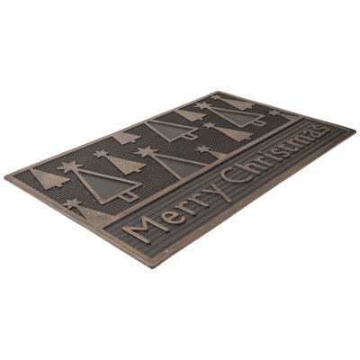 Black And Gold Merry Christmas Doormat 18" X 30"