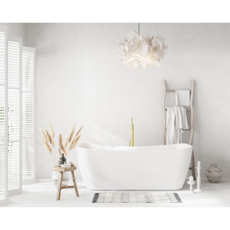 Baignoire de trempage autoportante 66,94 po. X 30,75 po. Dezra, Or brossé