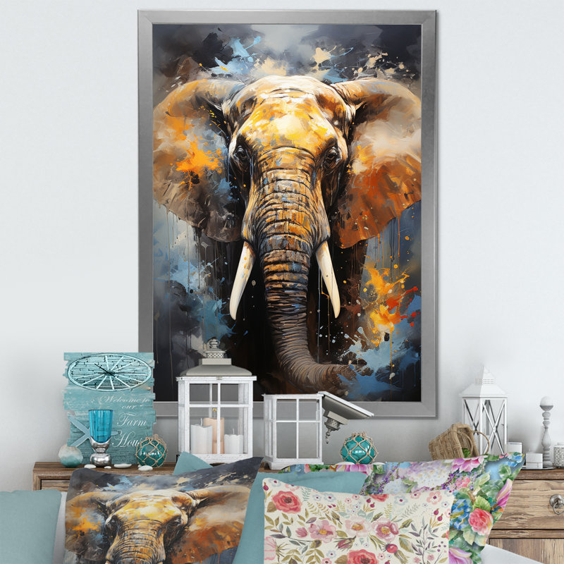 «Elephant Dreams In Colors on», reproduction sur toile, Cadre simple argenté, H 32 po x l 16 po x P 1 po