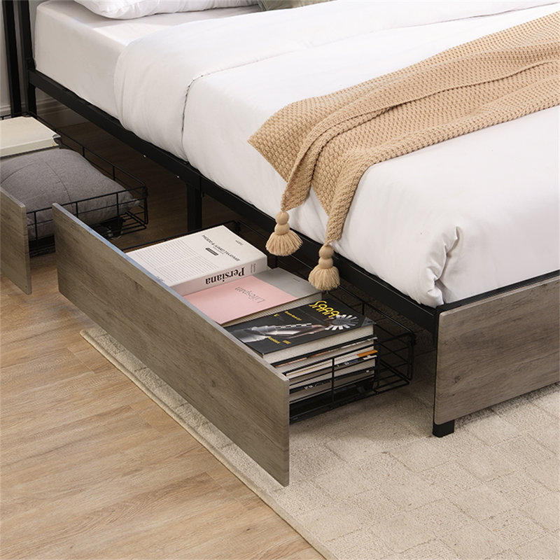 Lit plateforme double avec rangement Modern, Double 