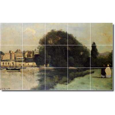 4.25" X 4.25"21.25" X 12.75"Set Of 15-21.25" X 12.75" Ceramic William Bradford Waterfront Painting Decorative Mural Tile W01013: 4.25" X 4.25" (Set Of 15)