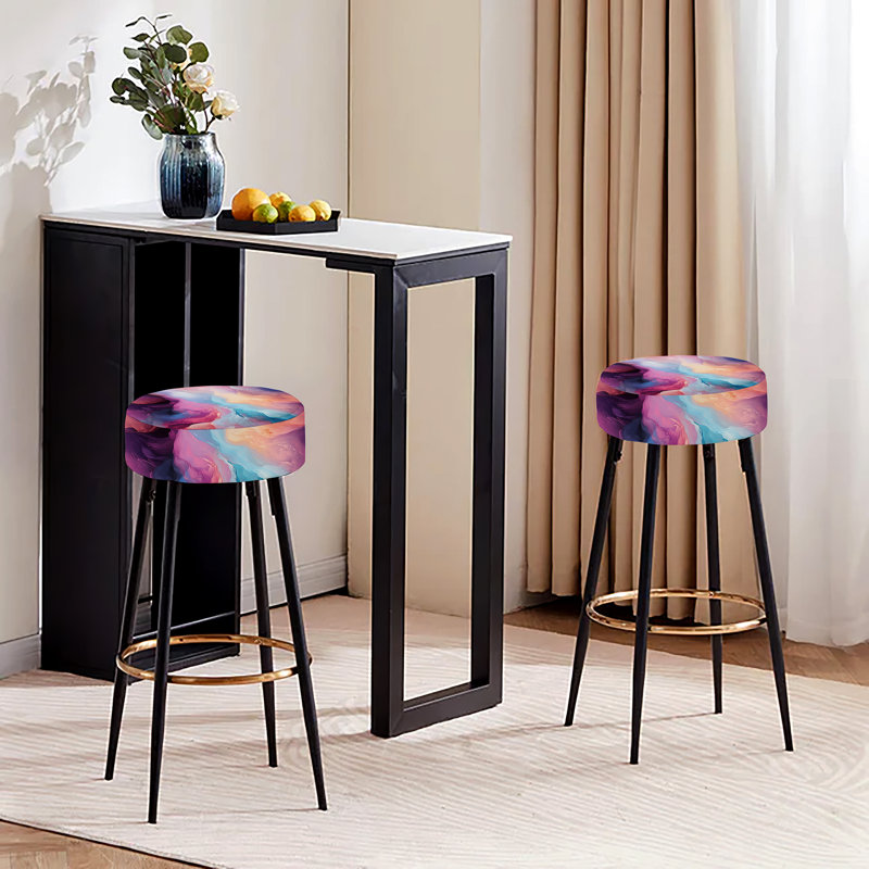 Multicolore Cosmic Marble Nebula - Ensemble de 2 tabourets de bar en marbre