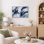 Abstrait bleu vague, décorations dorées, images de salon moderne, impression sur toile giclée sur toile encadrée