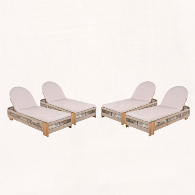 Adjustable Outdoor Chaise Lounge with Acacia Wood Frame & Water-Resistant Cushion