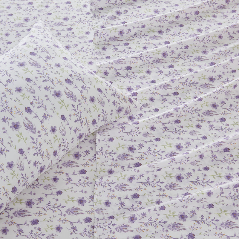 Lavender Floral Twin Microfiber Sheet Set