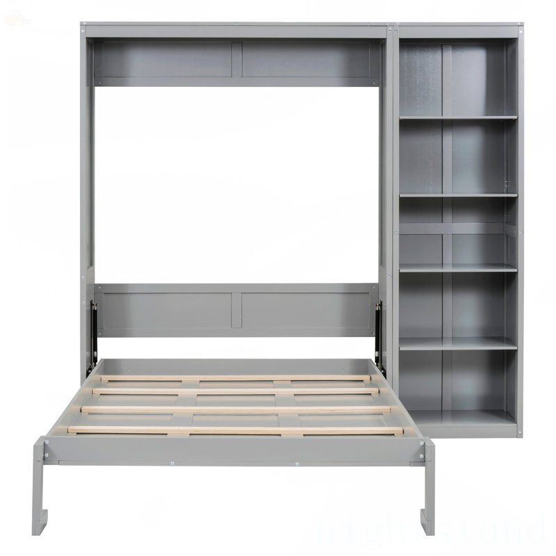 Lit escamotable double avec tablettes