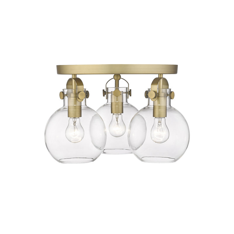 Slocomb Glass Semi Flush Mount, Brushed Brass, Clear