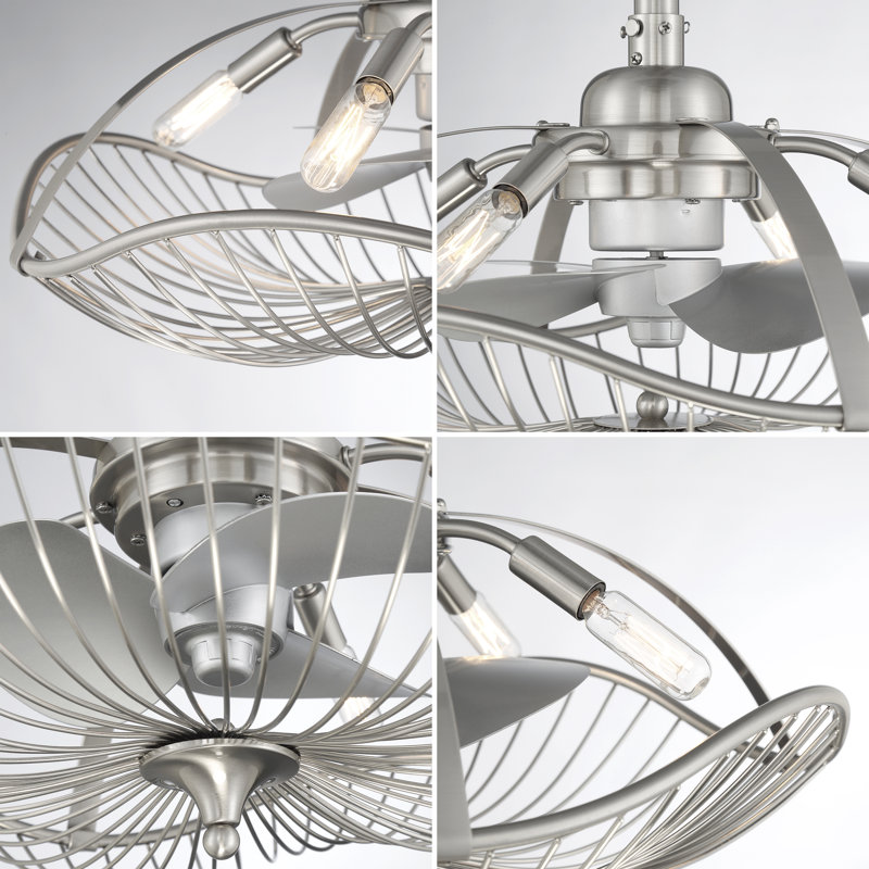 Auri 22'' Aged Brass 3-Blade Ceiling Fan with LED Light
