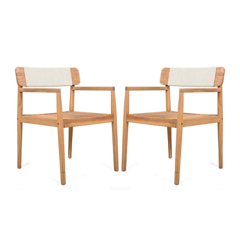 Chaises de salle à manger modernes, Teck / Blanc