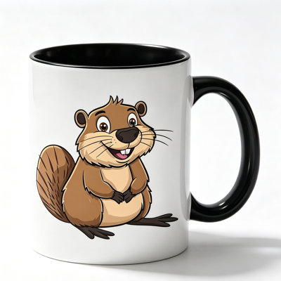 Coffee Mug with Cute Beaver - Thermal Travel CupHand-Wash OnlyMug for Hot Drinks Office Camping.